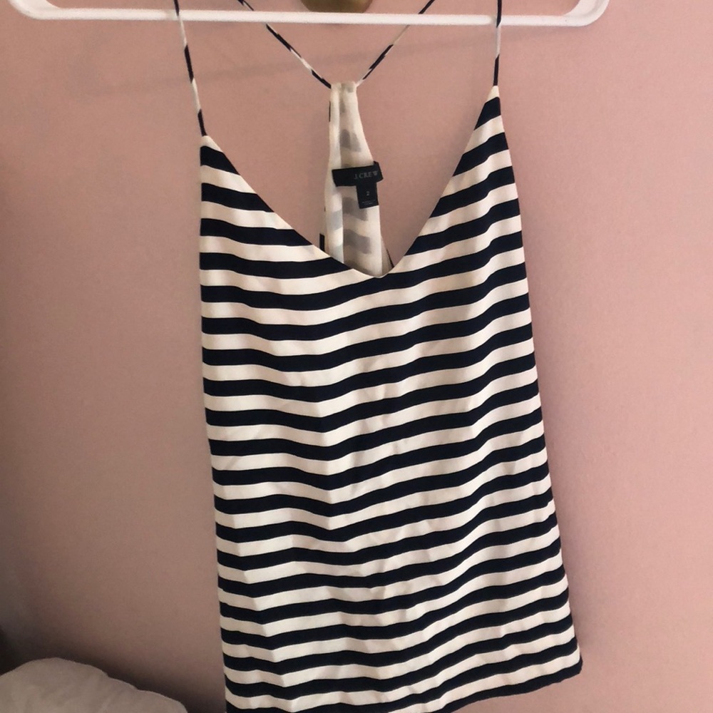 BLACK AND WHITE STRIPPED TANK TOP. J CREW